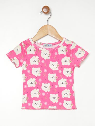 Blusa Manga Curta Flik Infantil Para Menina PINK