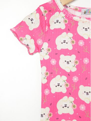 Blusa Manga Curta Flik Infantil Para Menina PINK