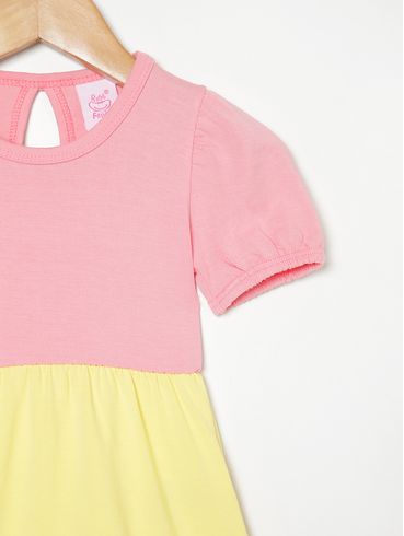 Vestido Infantil Para Menina - CORAL/AMARELO/OFF WHITE