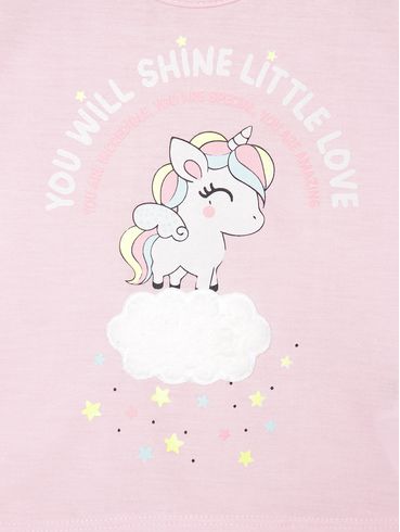 Pijama Curto Infantil Para Menina ROSA/MESCLA
