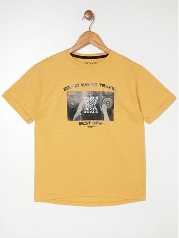 Camiseta Manga Curta Juvenil Para Menino - AMARELO