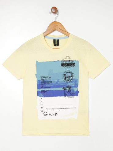 Camiseta Manga Curta Juvenil Para Menino AMARELO