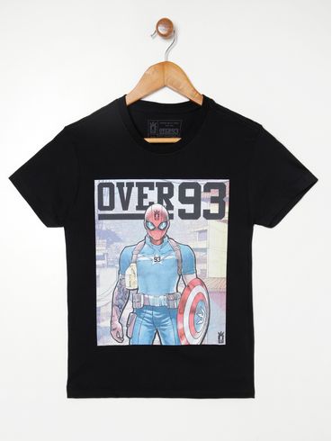 Camiseta Manga Curta Juvenil Para Menino PRETO
