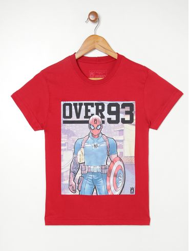 Camiseta Manga Curta Juvenil Para Menino VERMELHO