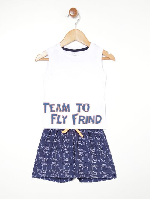 Conjunto Infantil Para Bebê- BRANCO/MARINHO