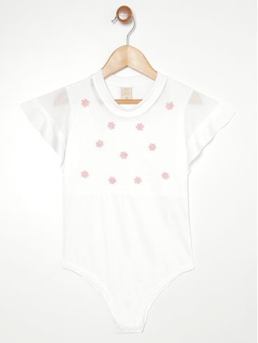 Body Manga Curta Juvenil Para Menina - OFF WHITE