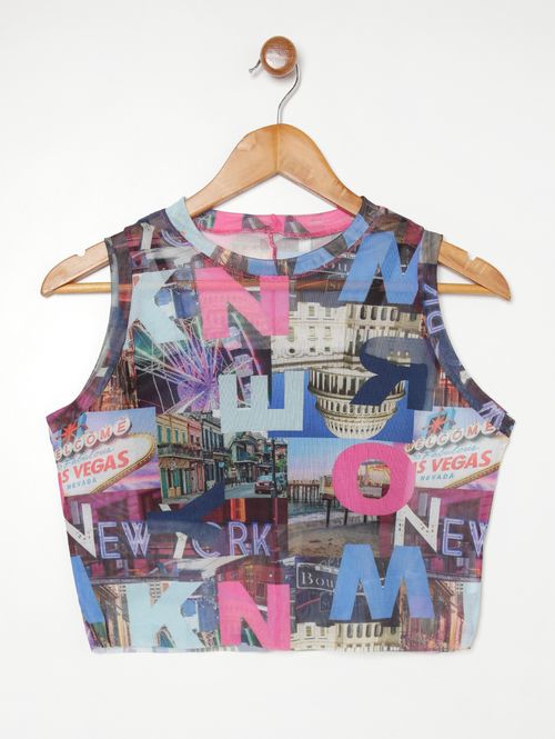 Blusa com Sobreposição Juvenil Para Menina - PRETO