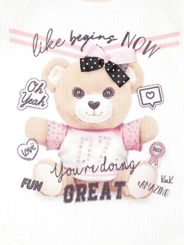 Body Manga Curta Infantil Para Menina - OFF WHITE
