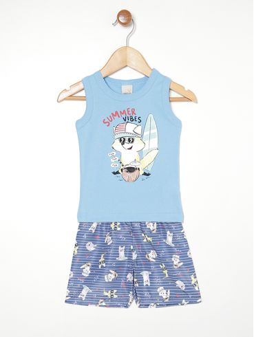 Conjunto Curto Infantil Para Bebê- AZUL