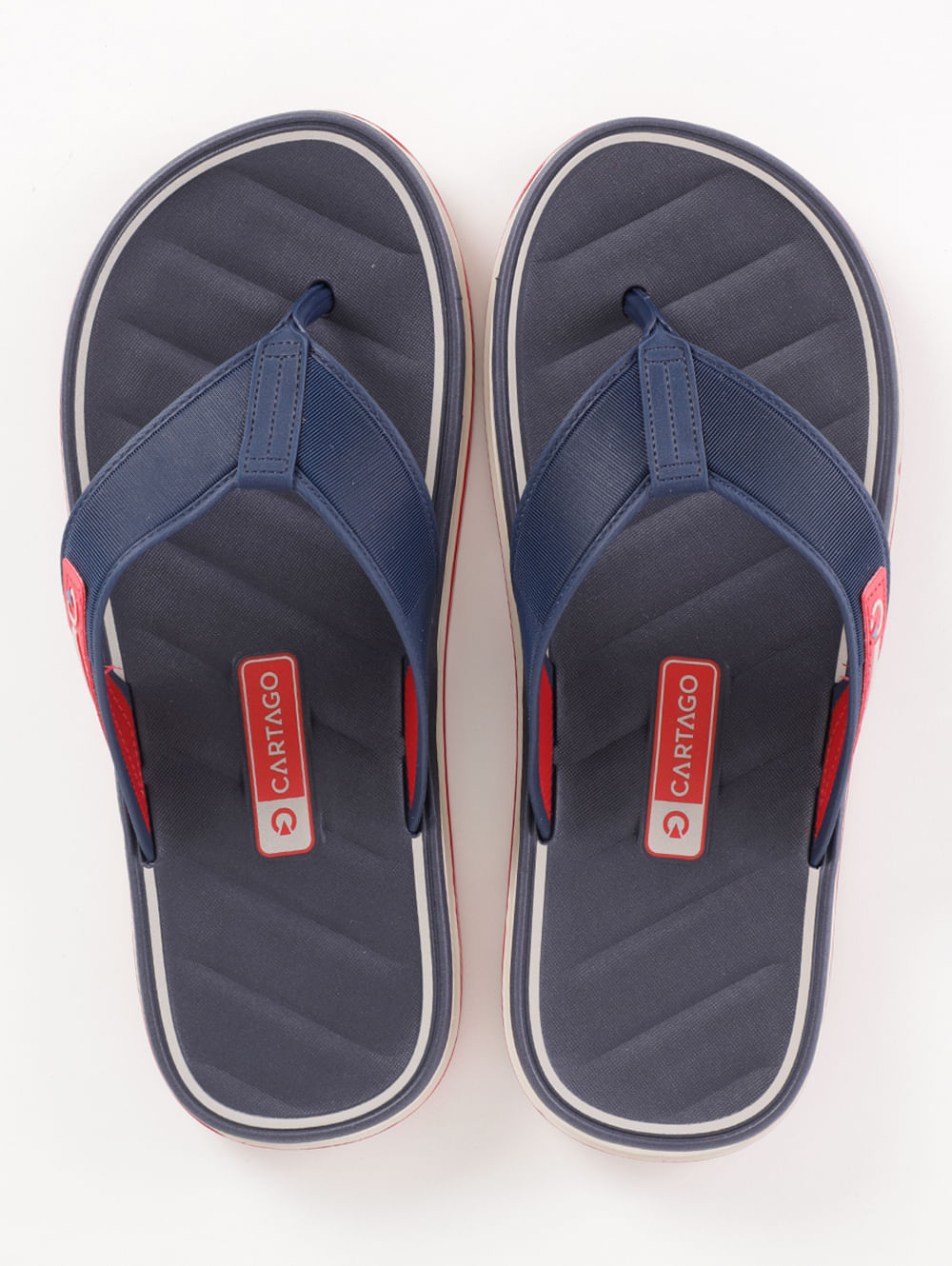 Chinelo cartago store azul com vermelho