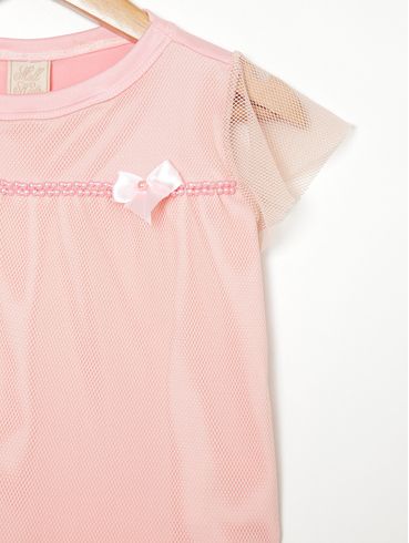 Blusa Manga Curta Infantil Para Menina - ROSA
