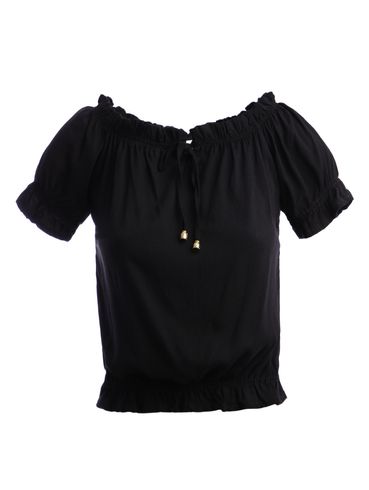 Blusa Cropped Manga Curta Feminina Preto
