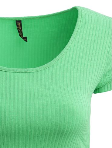 Blusa Cropped Manga Curta Feminina VERDE