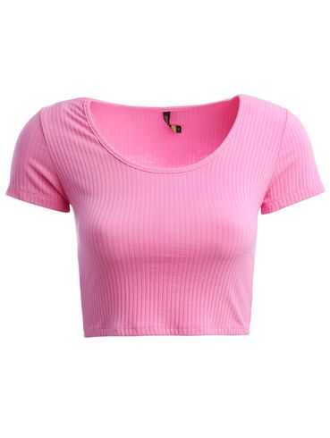 Blusa Cropped Manga Curta Feminina ROSA