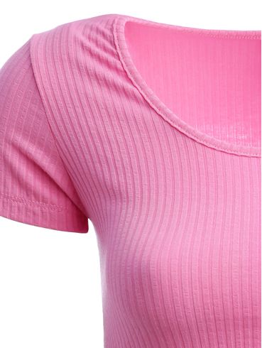 Blusa Cropped Manga Curta Feminina ROSA