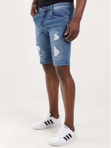 Bermuda Jeans Destroyed Masculina AZUL