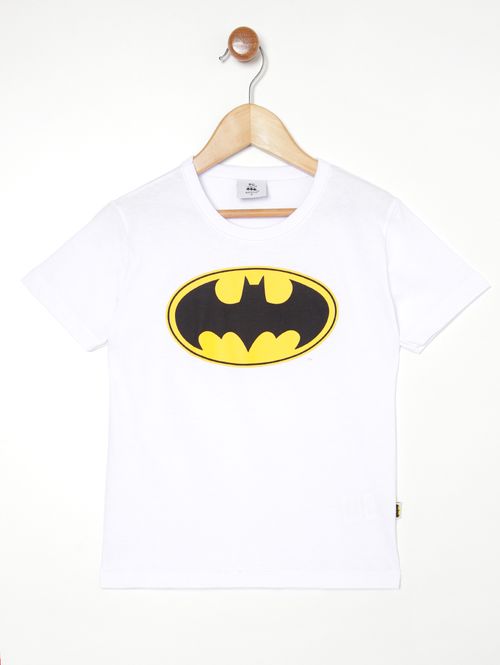 Camiseta Manga Curta Batman Infantil Para Menino - BRANCO