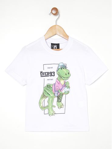 Camiseta Manga Curta Infantil Para Menino - BRANCO