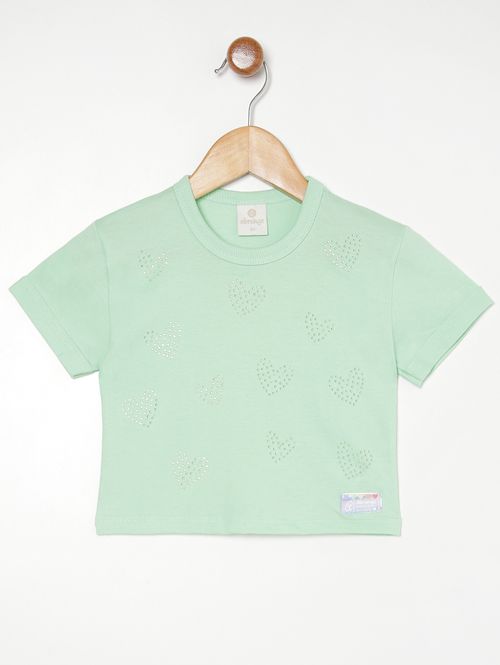 Blusa Manga Curta Infantil Para Menina - VERDE