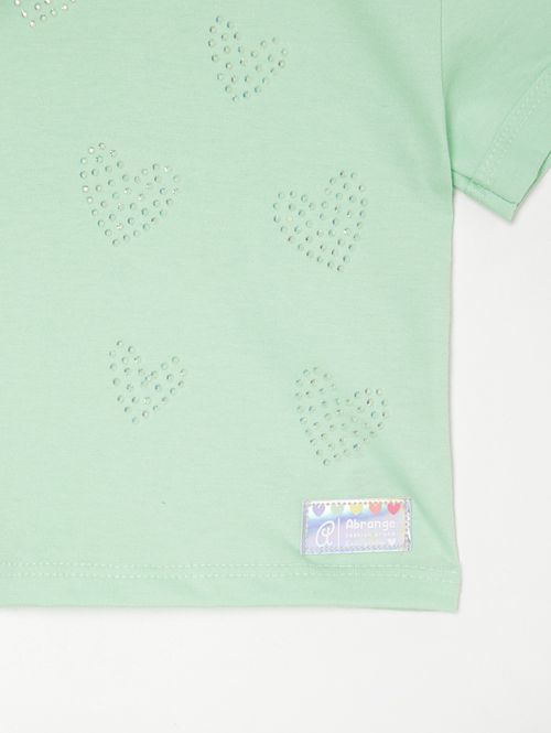 Blusa Manga Curta Infantil Para Menina - VERDE