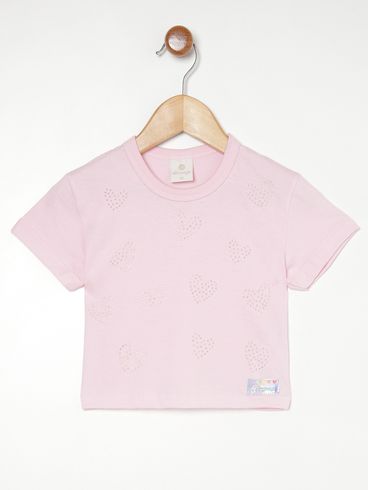 Blusa Manga Curta Infantil Para Menina - ROSA