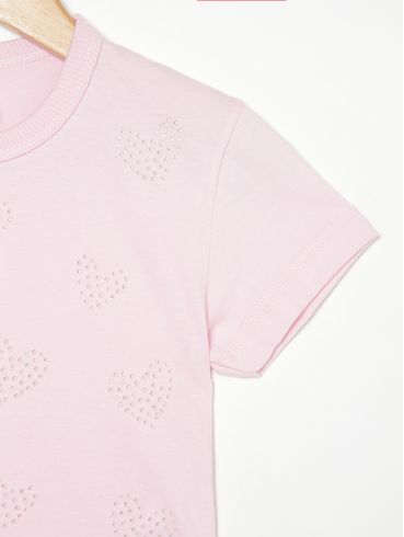 Blusa Manga Curta Infantil Para Menina - ROSA