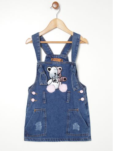Macaquinho Jardineira Infantil Para Menina - AZUL