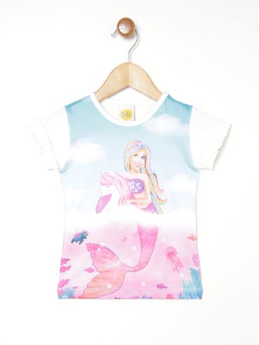 Blusa Manga Curta Infantil Para Menina - OFF WHITE