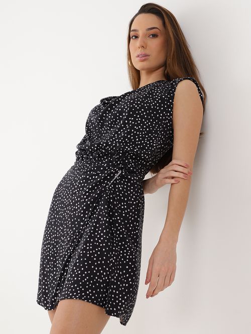 Vestido Curto Estampado Autentique Feminino PRETO