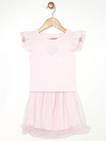 Conjunto Canelado Flik Infantil Para Menina - ROSA