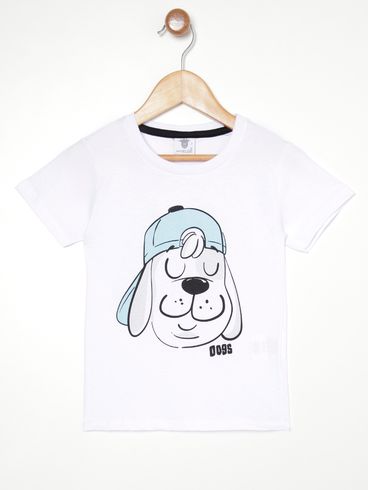 Camiseta Manga Curta Infantil Para Menino - BRANCO