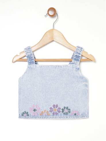 Blusa Regata Jeans Kid+ Infantil Para Menina - AZUL