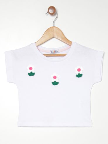Blusa Manga Curta Kid+ Infantil Para Menina - BRANCO