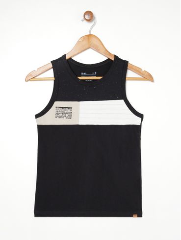 Camiseta Regata Juvenil Para Menino - PRETO