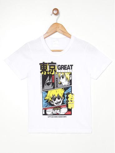 Camiseta Manga Curta Juvenil Para Menino - BRANCO