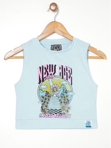 Blusa Regata Juvenil Para Menina - AZUL