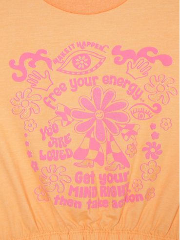 Blusa Manga Curta Juvenil Para Menina - LARANJA
