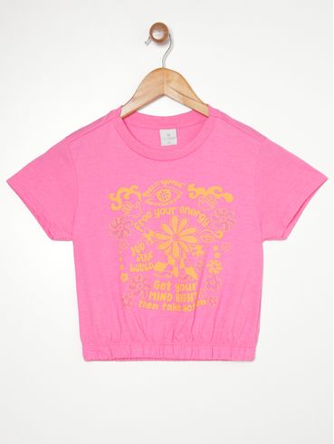 Blusa Manga Curta Juvenil Para Menina - ROSA