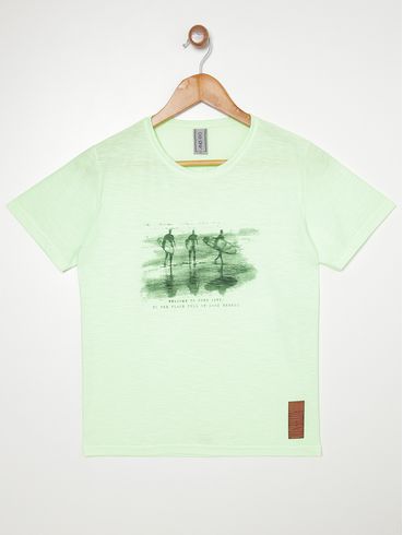 Camiseta Manga Curta Juvenil Para Menino - VERDE