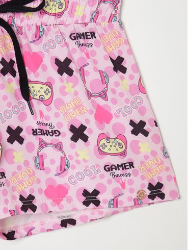 Short Estampado Juvenil Para Menina - ROSA