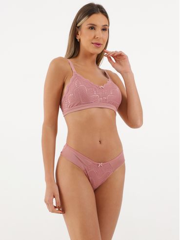 Conjunto Lingerie com Renda Feminino ROSA