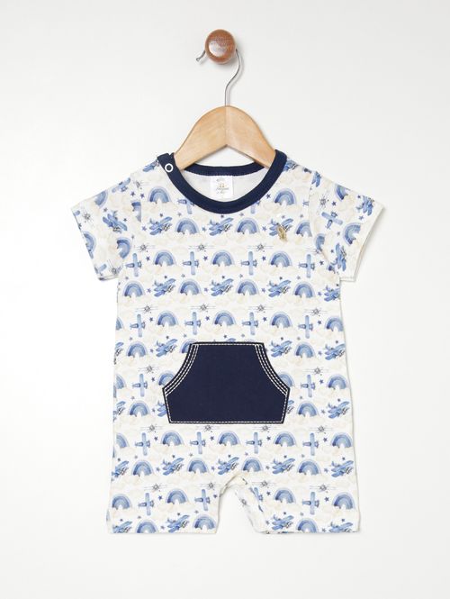 Macacão Estampado Infantil Para Bebê- AZUL