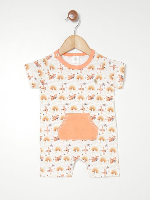 Macacão Estampado Infantil Para Bebê- LARANJA