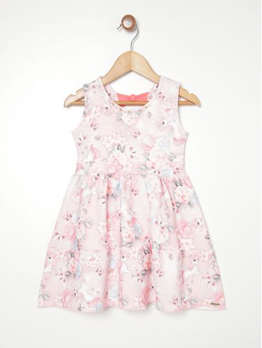 Vestido Estampado Infantil Para Menina - Rosa
