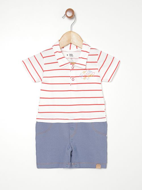 Macacão Curto Infantil Para Bebê- VERMELHO