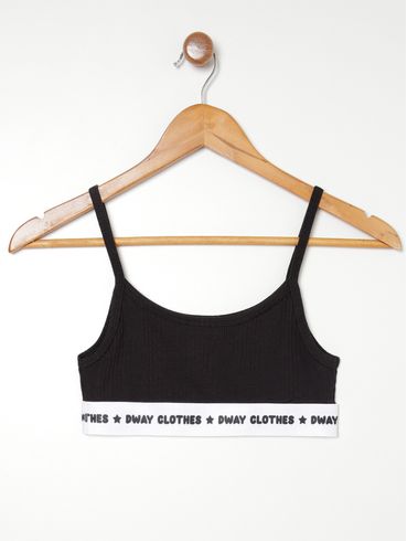 Top Cropped Juvenil Para Menina - PRETO