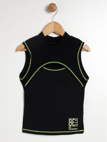Blusa Regata Juvenil Para Menina - PRETO