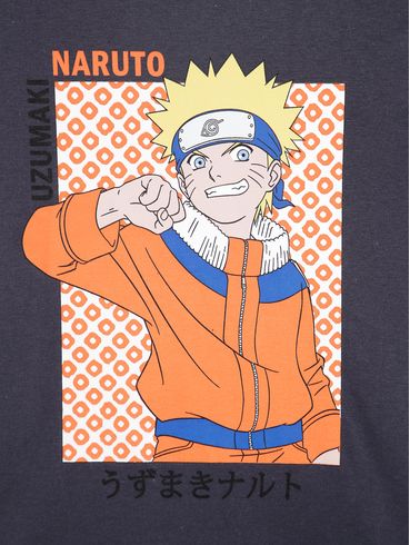 Camiseta Manga Curta Naruto Infantil Para Menino - CINZA