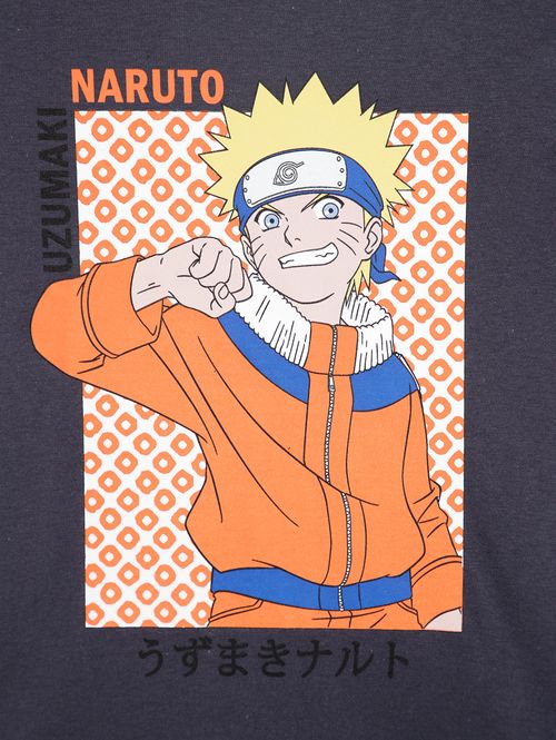 Camiseta Manga Curta Naruto Infantil Para Menino - CINZA