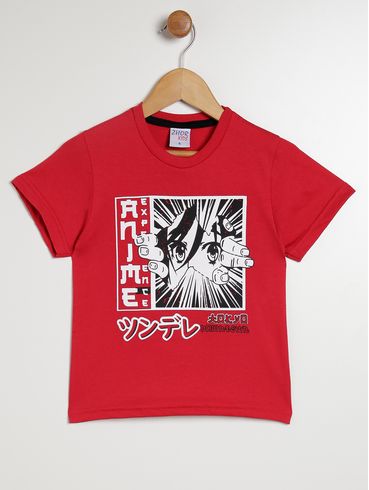 Camiseta Manga Curta Infantil Para Menino - VERMELHO